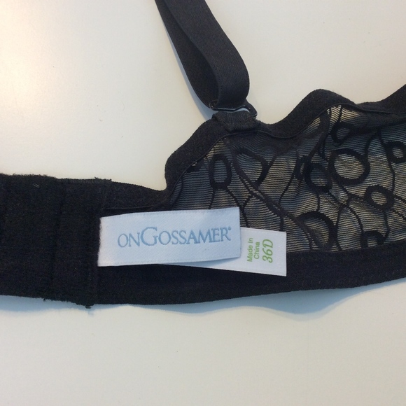 On Gossamer Black Patterned Bra 36D - Picture 5 of 5